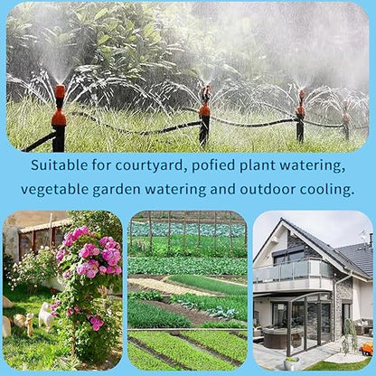 49.21 FT Garden Automatic Watering Irrigation System, Spray drip Irrigation Atomization Integrated Home Gardening Irrigation System, Garden Watering System Adjustable Flexible Nozzle Sprayer System