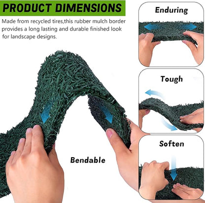 DECOHS 140" x 5.5" Recycled Rubber Mulch Mat Roll for Landscaping, Permanent Garden Pathway Mulch Barrier, Rubber Mulch Walkway Pathway Mat for Plants, Vegetable and Flower Outdoor (Green)