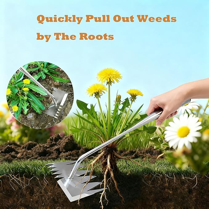 Weed Puller Tool,Weeding Tools Gardening,304 Stainless Steel Garden Tools for Weeding,Weed Tool for Weeding,Digging,Loosening Soil,Easy Weeding and Root Pulling