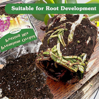 Orchid Potting Mix,1 Quart Premium Orchid Potting Mix for Repotting with Dried Forest Moss Perlite Stone Coco Peat and Pine Bark, Well-draining Orchid Bark Potting Mix
