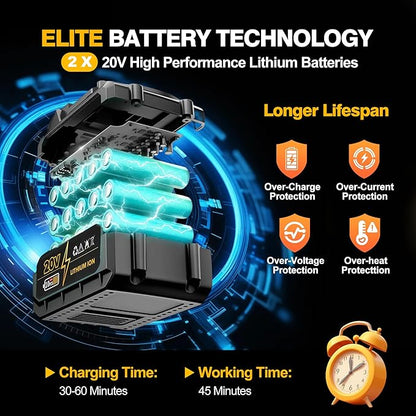 12" Electric Chainsaw Cordless, 20V Battery Powered Cordless Chain Saw, Chainsaw with 2 x 4.0Ah Lithium ion Battery and Charger for Wood Cutting, Tree Trimming and Branch Pruning