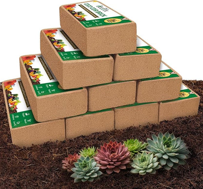 ZeeDix 10 Pcs Compressed Coco Coir Brick for Plants, Premium Organic Coconut Coir Bricks Coco Fiber Substrate Coco Coir Fiber Potting Soil with Low EC and pH Balance for Planting Gardening Reptiles