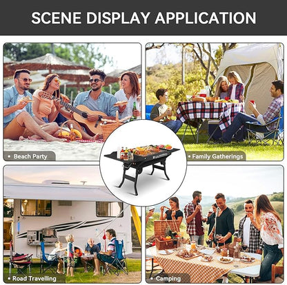 Portable Charcoal Grill Foldable Grills BBQ Grill Charcoal Small Grill for Travel, Camping, Outdoor Cooking, Backyard, Hiking, Patio Garden, Picnics, Black