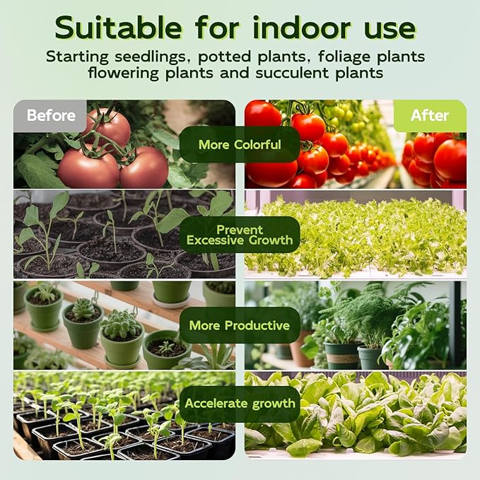 Hlite 16inch 2 Pack LED Grow Lights - Linkable Grow Lights for Indoor Plants, Full Spectrum Plant Lights Plug and Hanging Design with Auto On/Off Timer Hanging Grow Light from Seedling to Flowering