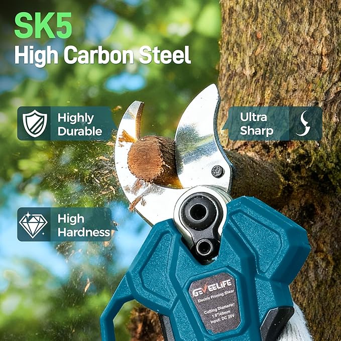 Cordless Electric Pruning Shears with Pole,21V 4000mAh Batteries, 1.6" Cutting Diameter,9.2ft Reach,3 Modes Adjustable,Brushless Motor for Powerful Branch Tree Trimming,Sky Blue