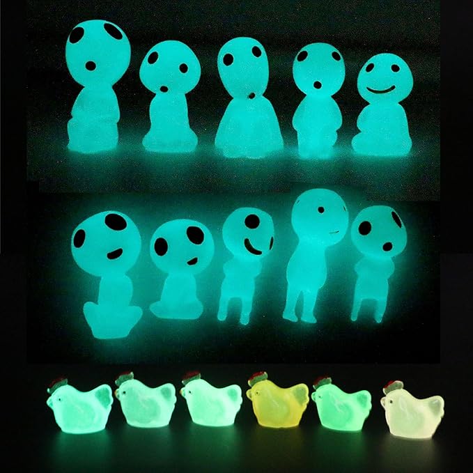 Fairy Garden Accessories Tree Elves Glow in Dark Alien Decor Miniature Luminous Ghost kit for Micro Landscape Decoration Outdoor Status Patio Lawn Yard Kit (10 Blue)