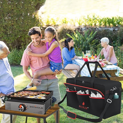 17" Griddle Carry Bag Fits Blackstone 1971 Heavy Duty Flat Top Grill,Fit for Blackstone 17 inch Tabletop Griddle Without Hood,Water Resistant 600D Polyester Heavy Duty