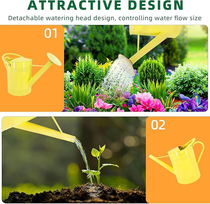 2 Gallon Metal Watering Can for Outdoor Indoor Garden Plants, Galvanized Watering Can for Flowers, Plants & Lawns (Yellow)