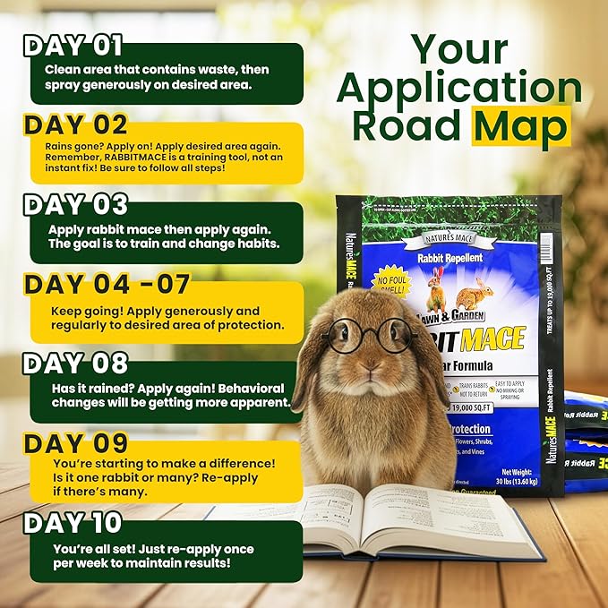 Nature's Mace Rabbit MACE Granules, 90 Pounds, Treats 57,000 sq ft, Rabbit Repellent Granular, Outdoor Deterrent for Garden, Landscape Protection, Safe to Use Around Pets, People, & Plants