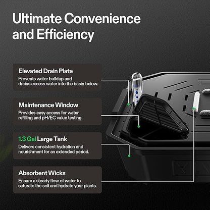 VIVOSUN 4-Pack FlexFeed Self-Watering Pots, Auto Irrigation Fabric Pot Base with Water Meter & Maintenance Window, for Use Indoors/Outdoors in Grow Tents, Greenhouses, Gardens