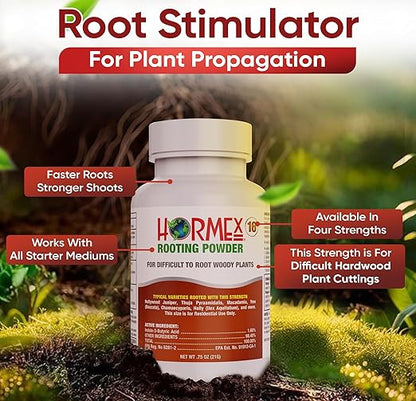 Hormex Rooting Hormone #16 - Highest-Potency Rooting Powder for Hard-to-Root Woody Plants & Tree Cuttings | Ensures Propagation Success for Difficult Plants (1.6% IBA)