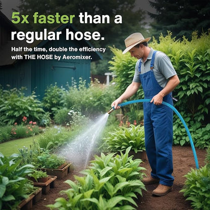 Aeromixer THE HOSE - 1 Inch 75Ft Flexible Garden Hose, Heavy Duty Garden Hoses for Outdoors, Anti Kinking Industrial Outdoor Water Hoses, 650 PSI High-Pressure Watering Tool for Farming and Gardening