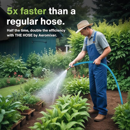 Aeromixer THE HOSE - 1 Inch Garden Hose 15 Ft, Kinkless Commercial Garden Hoses, Heavy Duty Industrial Water Hoses for Outdoors, 650 PSI High-Pressure Watering Tool for Farming and Gardening