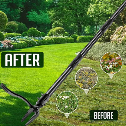 Weed Puller Tool - 63" Stand Up Weeder | 4-Claw Steel Head, 4 Adjustable Lengths | Heavy Duty Detachable Weeding Tool for Lawn/Yard/Garden | No Bending/Kneeling
