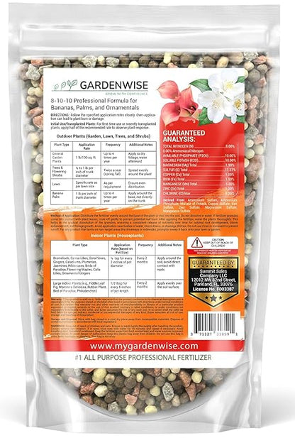 Elite 8-10-10 Professional Fertilizer for Banana, Flowering, and Fruit Trees, Ornamentals - Boosts Flowering & Fruiting - for Indoor & Outdoor Plants (2 QUARTS)