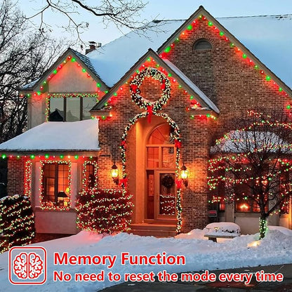 YEGUO 200 LED 66ft Christmas Lights Outdoor Waterproof, Red and Green String Lights Indoor, Green Wire Twinkle Tree Lights Plug in with Timer Memory 8 Modes