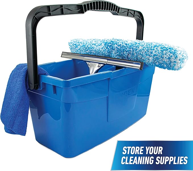 Unger Professional 3 Gallon Bucket – Compact Cleaning Bucket, Comfort-Grip Handle, 2 Pour Spouts, Portable Cleaning Supplies, Plastic Mop Bucket for Floor, Window & Household Cleaning