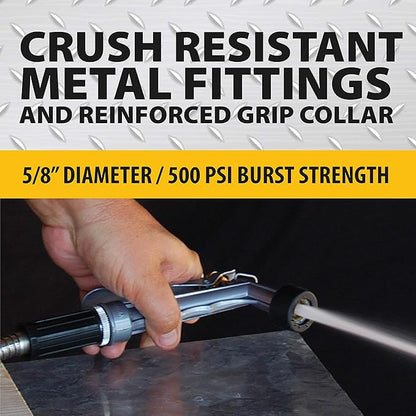 BIONIC STEEL 100 Ft Metal Garden Hose with Sprayer Nozzle, Non Kinking Designed Stainless Steel Heavy Duty Water Hose 100 Ft x 5/8 in. Flexible NON Expandable for Uninterrupted Water Flow, 500 PSI