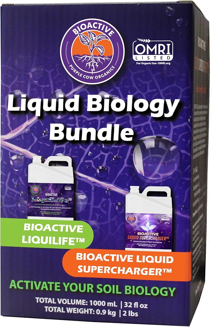 Purple Cow Organics Liquid Biology Bundle Concentrate - Indoor/Outdoor, Plant Growth Stimulator, Soil Conditioner, Fertilizer, Fulvic/Humic Acids