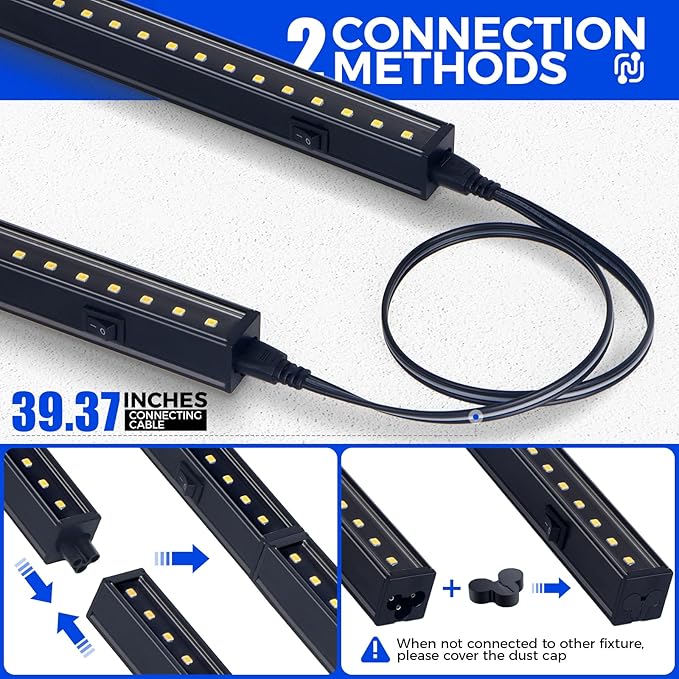 Barrina T5 Plant Lights for Indoor Growing, 3FT 128W (8 X 16W) Led Grow Light with Magnetic Design, Full Spectrum Grow Light Strip with Black Cover, Plug and Play, 5000K, 8 Packs