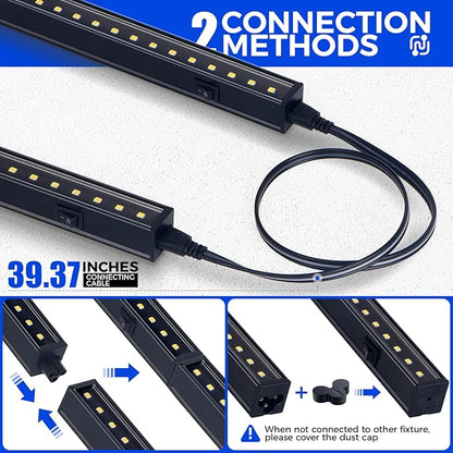 Barrina T5 Plant Lights for Indoor Growing, 3FT 128W (8 X 16W) Led Grow Light with Magnetic Design, Full Spectrum Grow Light Strip with Black Cover, Plug and Play, 5000K, 8 Packs