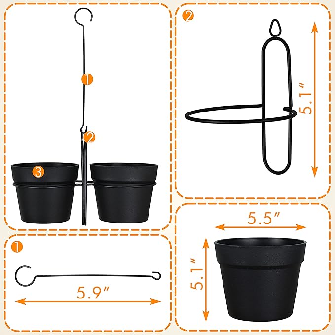 Gardzen Hanging Planters, Hanging Pots Holder for Plants Outdoor & Indoor, Plant Hangers for Plant Flower, M