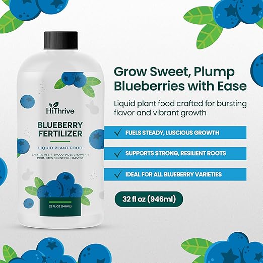 32oz Blueberry Fertilizer - Makes 32 Gallons of Fruit Tree Fertilizer for Blueberries, Liquid Plant Food for Sweet, Plump Blueberry Plants, Instant Plant Food That Promotes Growth & Abundant Harvests