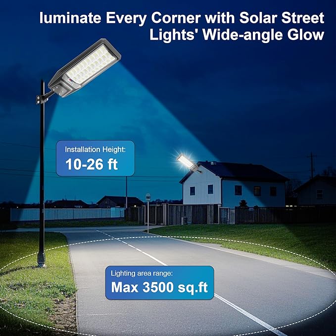 4‑Pack Solar Street Light, Super Bright LED Solar Powered Street Lamps with Motion Sensor, Dusk to Dawn, IP67 Waterproof for Yard, Garden, Parking Lot, Driveway, Farm