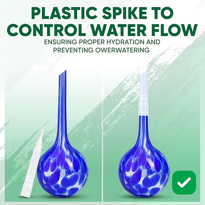 Plant Watering Globes Set of 2 - Large Self Watering Globes for Indoor & Outdoor Plants - Multicolored, Automatic, Glass Watering Bulbs for Daily Use, Plant Watering Devices