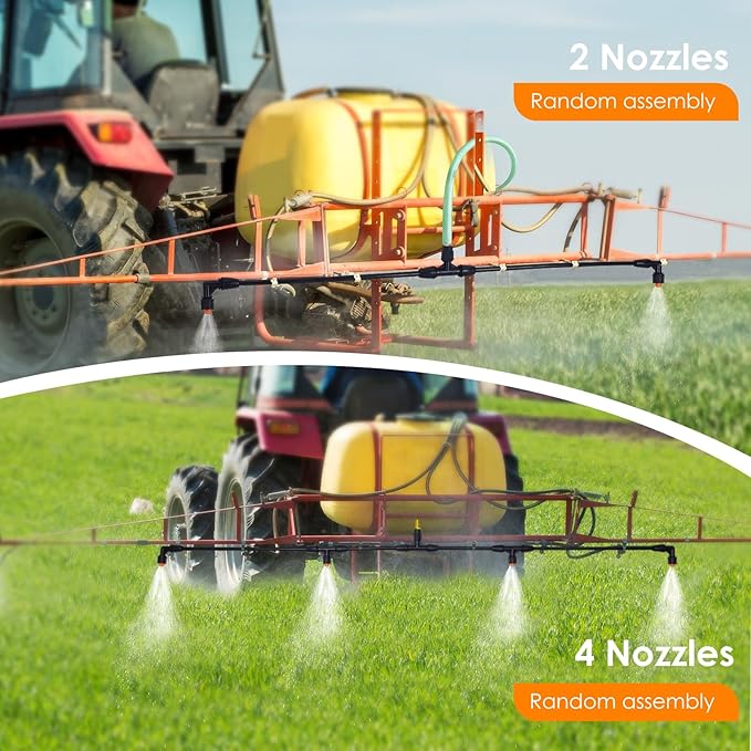 Sprayer Boom Wand with 3 Flow Rate Nozzles -Wide-Coverage Agricultural & Lawn Spray Attachment for Tractors/UTVs