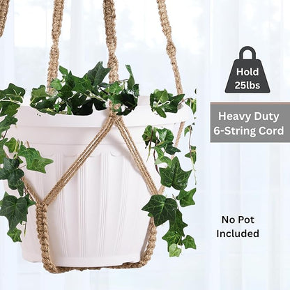 2 Pack Giant XXL 55 Inches Macrame Planter Hanger Large for 15 inch Pot + Swag Hook | Extra Large Hanging Planter for Indoor Plants | No Pot/Plant Included (XXL Jute)