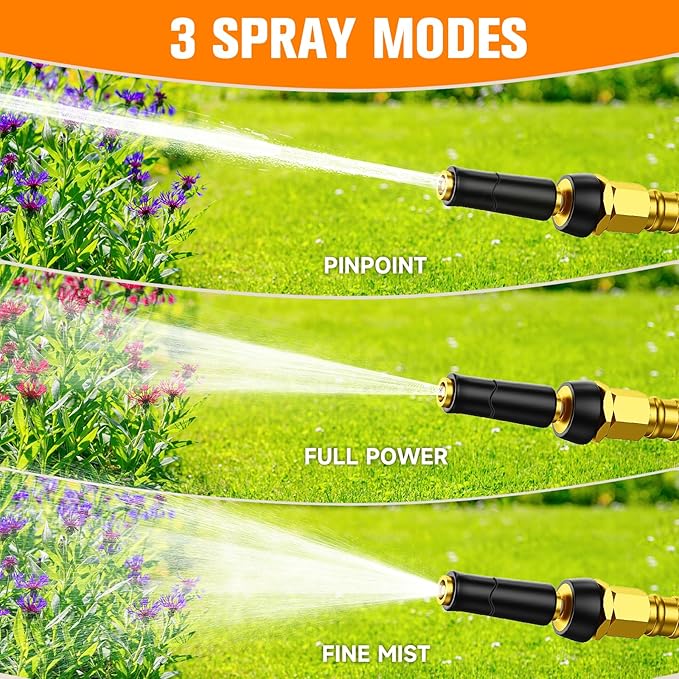 Expandable Metal Garden Hose 50 FT - 304 Stainless Steel Water Hose 50 FT - Lightweight non Kinking Flexible Garden Hose, no Bite