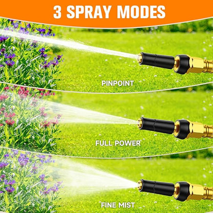 100 FT Garden Hose Expandable - 304 Stainless Steel Water Hose 100 FT - Heavy Duty Flexible Kink Free Hose, no Bite