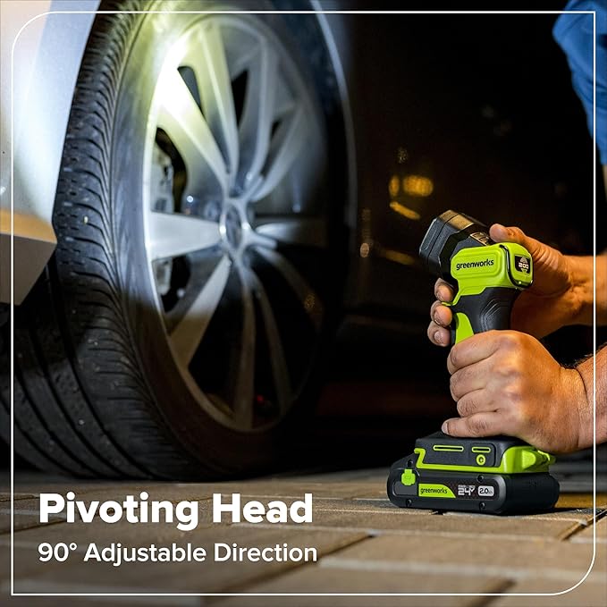 GREENWORKS 24V (4-TOOL) Combo (1/2” Drill + 1/4” Impact Driver + 6.5” Circular Saw + 200Lm Flashlight), 4.0Ah + 2.0Ah Batteries (24,000mAh Power Bank), (2) Braided Cables, 65W Rapid Charger