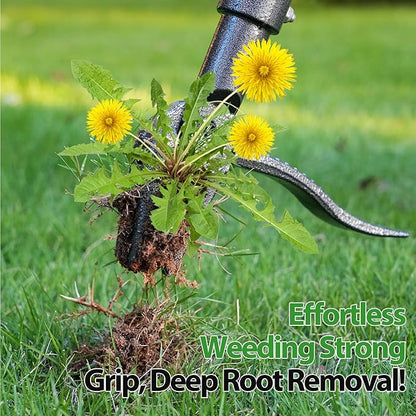 Weed Puller, Stand Up Weed Puller Tool with Steel Long Handle & 4-Claw Steel Head, 46" Adjustable Handle Weeder Tool, Easily Remove Weeds Root Without Bending, Pulling, or Kneeling