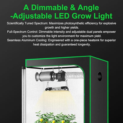 MELONFARM 100W LED Plant Grow Light Meets Plant Growth Requirements Multi-Angle Adjustable, Hanging Design Suitable for Various Growing scenarios