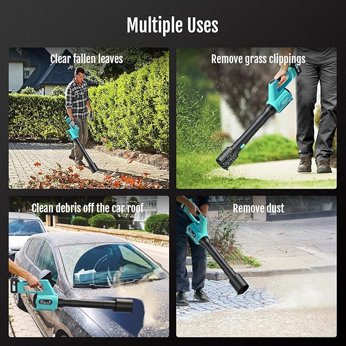 Electric Cordless Leaf Blower with Battery and Charger, 5-Speed + Turbo Mode, 4.0Ah Lightweight Battery Powered Powerful Blower for Blowing Leaves, Patio Cleaning, Blowers for Lawn Care