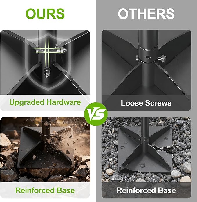 Heavy Duty Steel Tamper with Upgraded Bolts & Reinforced Base, 48" Handle with Comfortable Rubber Grip, 8×8" Plate, Easy to Assemble Hand Tamper for Soil, Gravel, Asphalt & Lawn