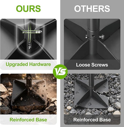 Heavy Duty Steel Tamper with Upgraded Bolts & Reinforced Base, 48" Handle with Comfortable Rubber Grip, 8×8" Plate, Easy to Assemble Hand Tamper for Soil, Gravel, Asphalt & Lawn