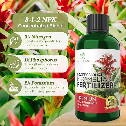 Professional Liquid Bromeliad Plant Fertilizer | 3-1-2 Concentrate for Plants and Flowers | Multi-Purpose Blend & Gardening Supplies | 8 oz Bottle