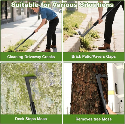 2025 Upgraded 17.7''-49.2'' Crack Weeder Tool, Long Handle Manual Crevice Weeding Tool with 3 Adjustable Length Weed Puller for Sidewalk, Paver, Wall Gaps, Lawn Yard, Driveway, Bricks, Deck Boards