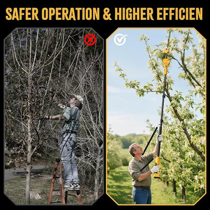 2 IN 1 Electric Pruning Shears Cordless with Pole for Dewalt 20V MAX Battery, 14Ft Reach, 1.2" Cutting Diameter, Brushless Motor Pruner - for Gardening & Tree Trimming (No Battery)