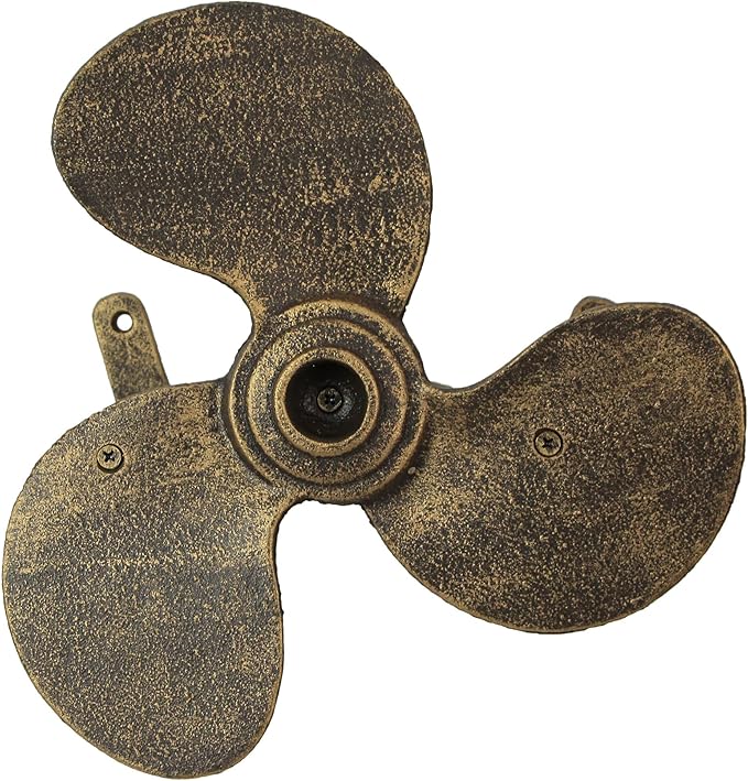 Bronze Finish Cast Iron Boat Propeller Wall-Mounted Decorative Garden Hose Hanger - Nautical Outdoor Hose Holder Decor to Add Maritime Charm to Your Garden
