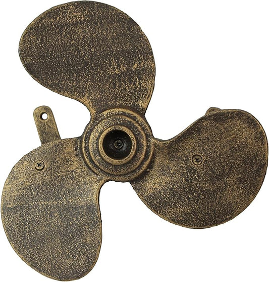 Bronze Finish Cast Iron Boat Propeller Wall-Mounted Decorative Garden Hose Hanger - Nautical Outdoor Hose Holder Decor to Add Maritime Charm to Your Garden