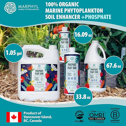MARPHYL Organic Liquid Phosphate Soil Enhancer. Phosphorus Fertilizer for Garden, Flowers, Vegetables, Succulents, Bamboo, Hydroponics 16.9 oz
