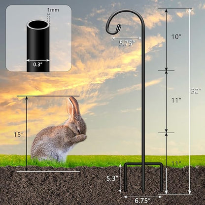 Gtongoko 32 Inch Shepherds Hooks for Outdoor 4 Pack Garden Hooks for Hanging Plants, Lanterns, Bird Feeders, Solar Lights, Mason Jars, Weddings Decor, Adjustable, Matte Black