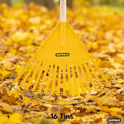 Gardening Tools Outdoor Rakes for Lawns Heavy Duty Wood Handle Cleaning Yard Tool Rake Landscape Essentials with Durable Plastic Leaf Collector Head 6-Pack