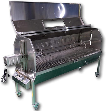 52" Charotis Propane/Charcoal 50W motor,100% Stainless Steel BBQ rotisserie for whole pig, lamb, goat - Model SSGC1