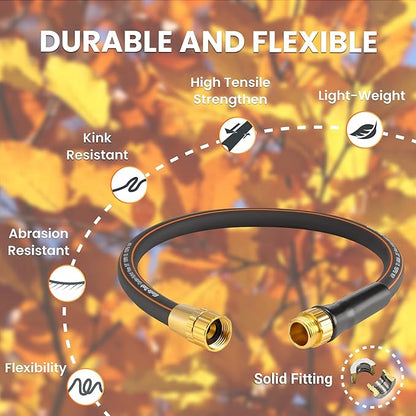 Giraffe Tools Leader Hose 5/8 inch x 2.5ft for Garden, Heavy Duty Water Hose, Flexible & Lightweight Short Hybrid Hose with Bend Protection, Male to Female Fittings