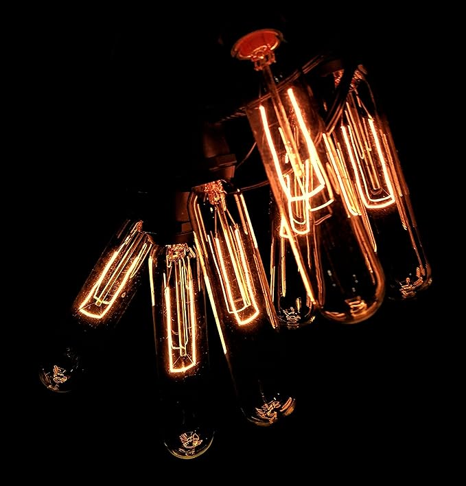 Hometown Evolution, Inc. Commercial Edison Bulb Outdoor String Lights with Hand-Threaded Filament (T25 Tube Edison - Commercial Black Wire, 100 ft)